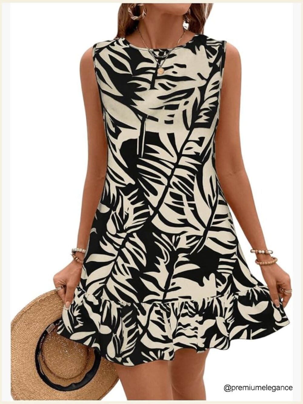 Ruffle Mini Dress Backless Sleeveless Crewneck Vacation Boho Dress